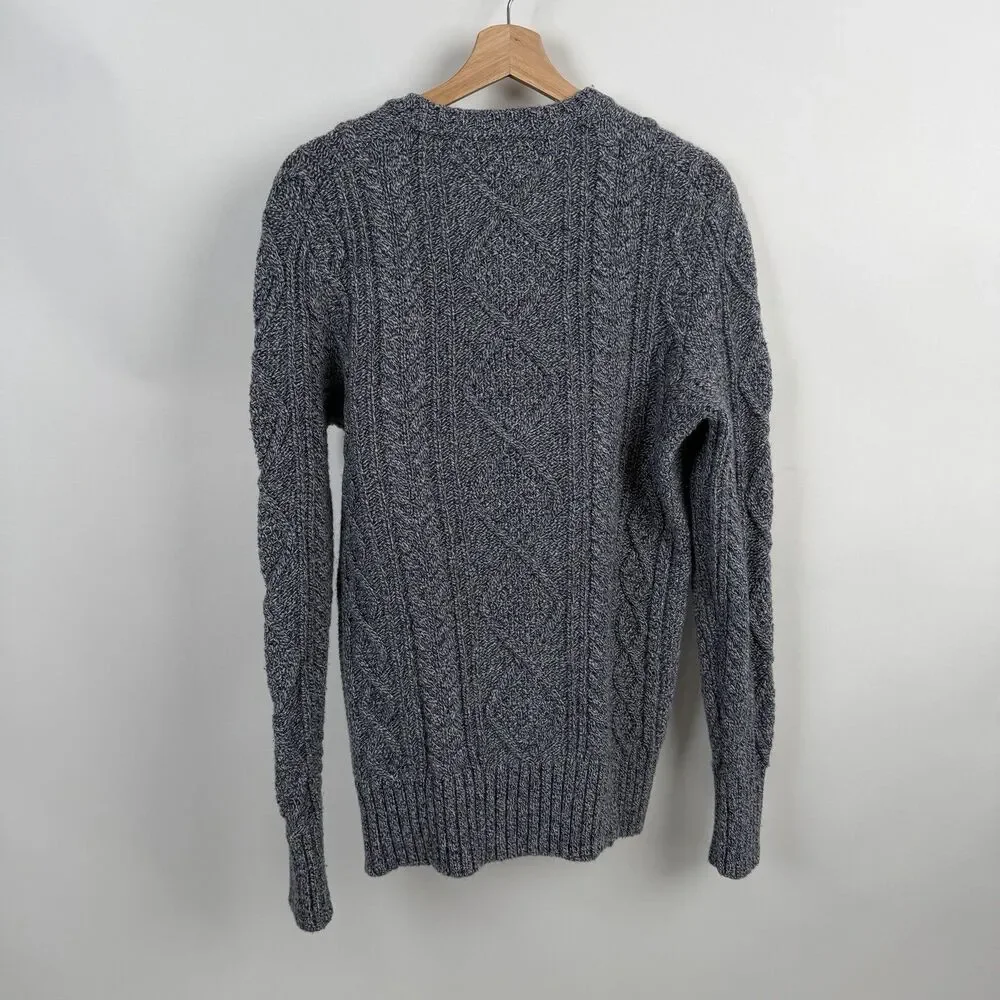 Banana Republic Fisherman Sweater Mens Large Blue Cable Knit Chunky Merino Wool